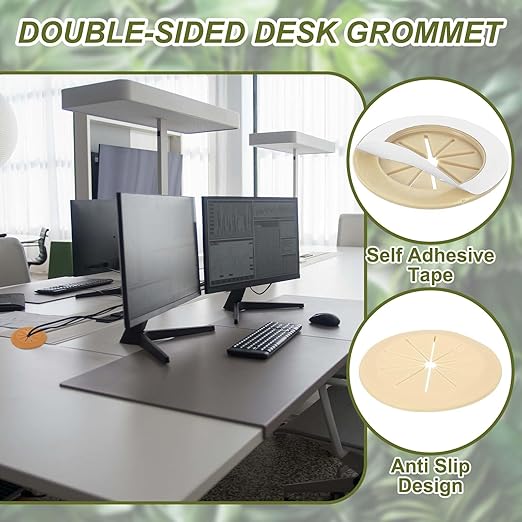 PATIKIL Desk Grommet 2-1/16", 8 Pcs Round Cable Grommet Cord Hole Cover with Adhesive Tape Flexible Table Wire Organizer for Office Home Table Countertop, Yellow