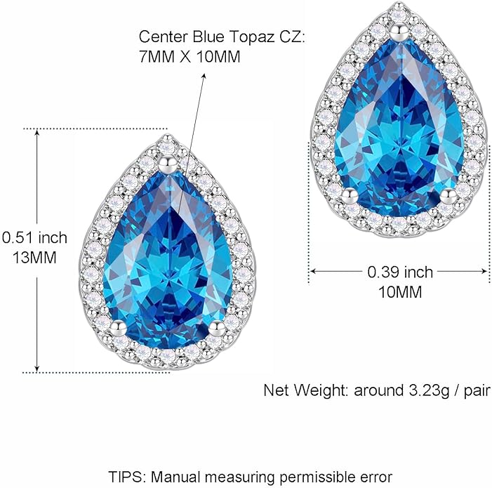 YOMELA Cubic Zirconia Earrings Studs, Halo CZ Birthstone Simulated Diamond Stud Earrings for Women