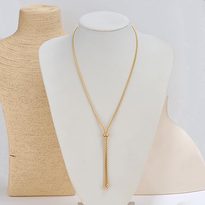 Gold Silver Necklace for Women Y Chain Adjustable Gold Long Necklaces Fashion Dainty Jewelry