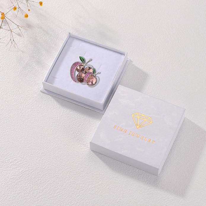Fruit Brooch Austrian Crystal Rhinestone Brooch 18K Gold Plated Birthstone Lapel Pin Jewelry Birthday Gifts for Women Men