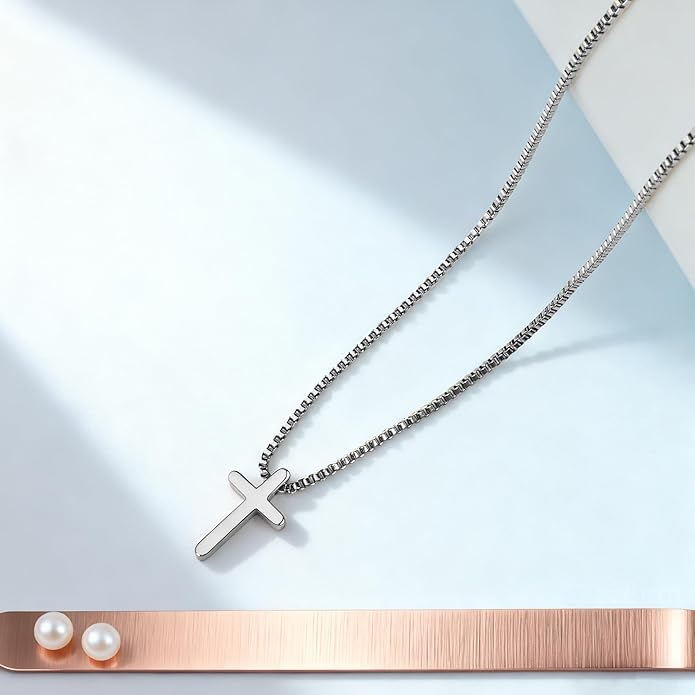 Crown Cross Necklace for Women, 14K Gold Silver Cubic Zirconia Crown Cross Necklace, Diamond Gold Silver Cross Necklaces, Dainty Cross Faith Simple Trendy Charm Jewelry Gift for Women
