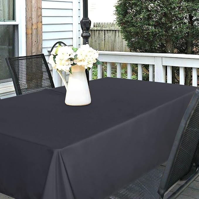 SARAFLORA Outdoor and Indoor Tablecloth -60x102 inch Grey, Wrinkle Free Washable Waterproof Table Cloth with Umbrella Hole and Zipper Rectangle Table Cover for Spring/Summer/Patio/Picnic/BBQS/Party