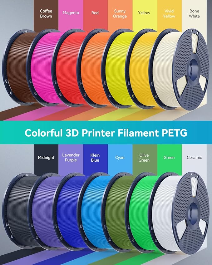 SUNLU Large Spool 5KG PETG Filament, 3D Printer Filament PETG 1.75mm, Less Stringing Good Layer Adhesion High Toughness, Big Roll Filament, 5kg Spool(11 lbs), Grey