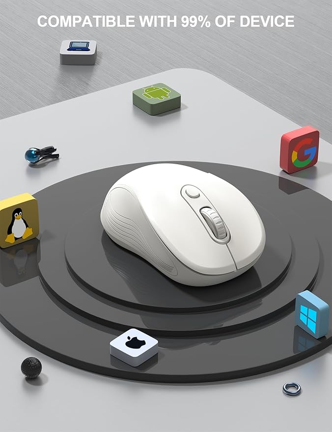 Trueque Wireless Mouse for Laptop, 2.4GHz Ergonomic Computer Mouse with Back & Forward Buttons, 3-Level DPI, 6 Buttons, Optical USB Cordless Mice for Windows Chromebook MacBook PC (Pure White)