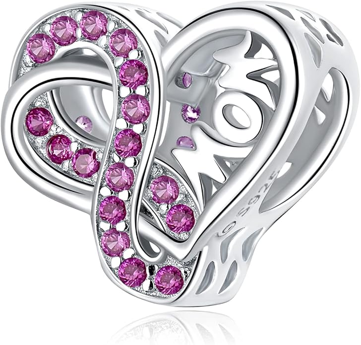 VOROCO 925 Sterling Silver mom Charm for Bracelets Necklaces pendant Charms,Infinity Love Heart Charms for Mother Birthday Christmas day Jewelry Gifts