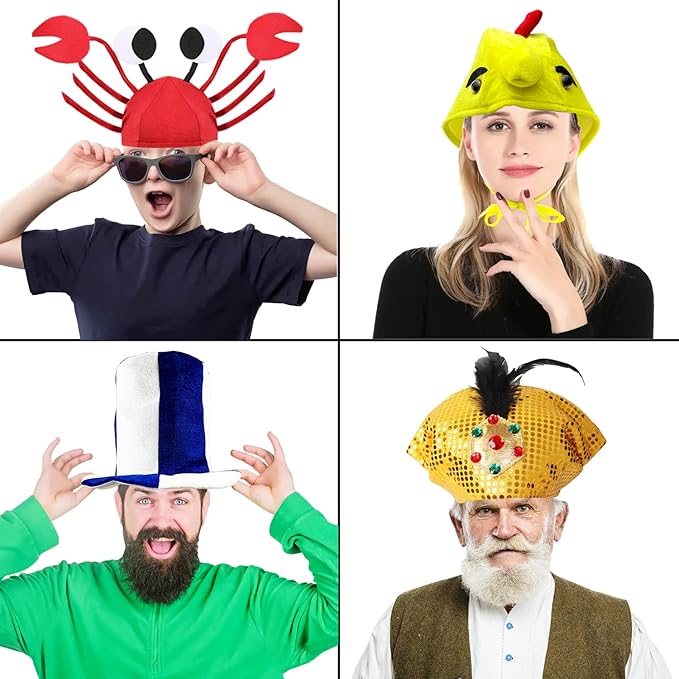 12 Assorted Funny Hats Crazy Party Hat for Adult Teen, Photo Booth Props Dress Up Costume Accessories