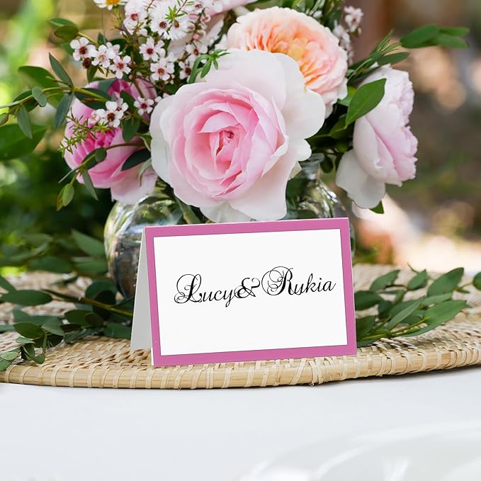 PATIKIL 50Pcs Table Place Cards, 3.5 x 2 Inches Blank Name Place Cards for Table Setting Wedding Reception Buffet, Pink