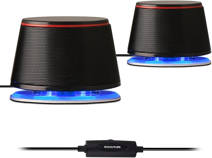 SW102 Computer Speakers, 5Wx2, Deep Bass in Small Body, Stereo 2.0 USB Powered 3.5mm Aux Multimedia Speakers, Built-in Bottom Bass Radiators, PC Laptop Desktop Speakers, Black