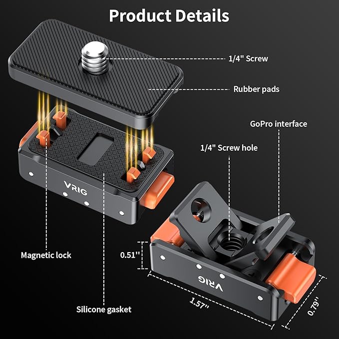 VRIG Magnetic Base for Insta360 Ace/Ace Pro Magnetic Quick Release Adapter Tripod Adapter Mount with Ace Pro/Ace/ X3/ X4/ X5/ ONE RS 1 inch 360 Degree Version/ONE RS Twin/ONE X2