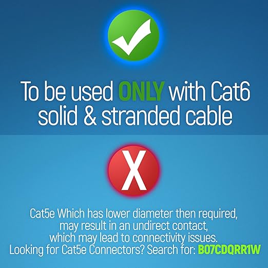 GTZ RJ45 Cat6 Pass Through Connectors and Strain Relief Boots - Pack of 100/100 - EZ to Crimp Modular Plug for Solid or Stranded UTP Network Cable