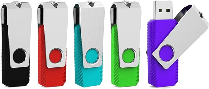 Aiibe 8GB Flash Drive 5 Pack 8GB USB 2.0 Flash Drive Memory Stick Thumbdrives 5pcs (5 Mixed Color : Black Red Cyan Green Purple)