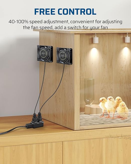 DEWENWILS 120V AC Quiet Muffin Fan, 80mm×25mm Waterproof Case Fan Cooling Fan with Speed Control, UL-Certified for DIY Cooling Exhaust Ventilation, Flame-Resistant, 2 Pack