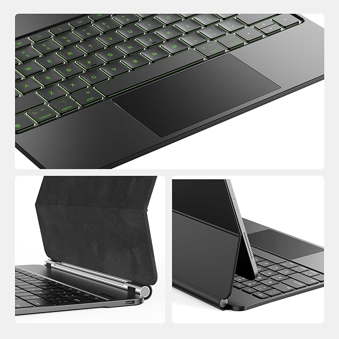 for iPad Air 13 inch case Keyboard M3 2025 & M2 2024,Magic Keyboard for iPad Pro 12.9 (6th,5th,4th,3rd Gen),Magnetic Attach,Multi-Gesture Trackpad,7-Color Backlit,Shortcut Keys,Black