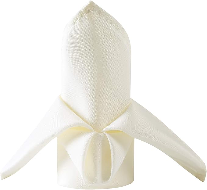25pcs Polyester Cloth Napkins - 20 x 20 inch Ivory Dinner Washable Napkins with Hemmed Edges for Restaurant/Wedding/Hotel(25,Ivory)