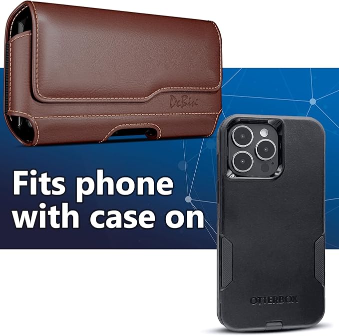 DeBin Case for Galaxy S25 S24 5G S23, S22, S21, S20, S10, S9, A10e, A01, Note 10, Cell Phone Belt Holster Clip Pouch Holder Cover (Fits Samsung with Otterbox Commuter Case) Brown