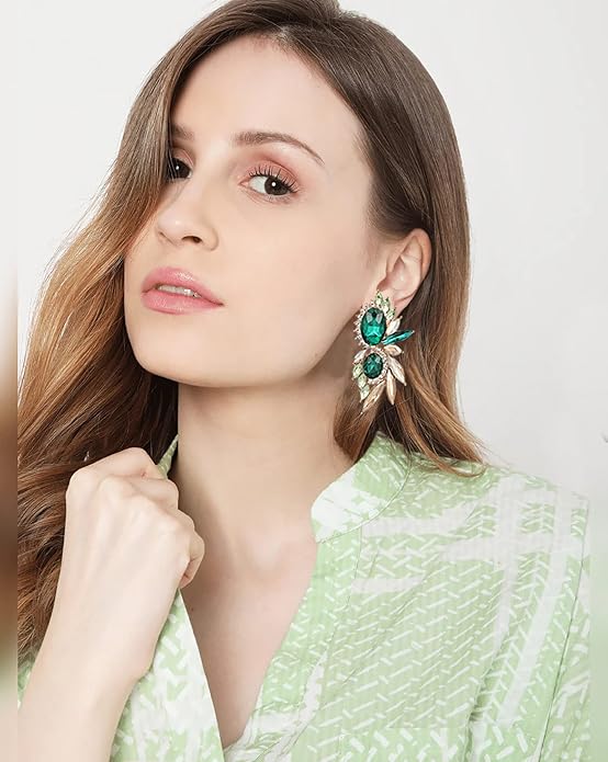 Vintage Rhinestone Statement Earrings Fancy Crystal Cluster Drop Dangle Earrings for Women