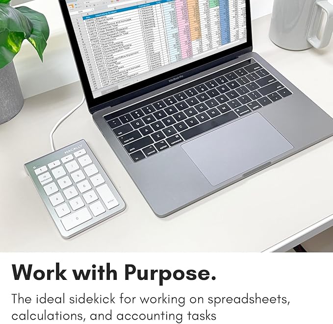 USB C Wired Number Pad for Mac - 10 Key USB Keypad, Type C Numeric pad, Number Keypad for Keyboard and Number Pad for Laptop, MacBook Pro/Air, iMac, and PC - 5ft Cable Numpad - Silver Keypads