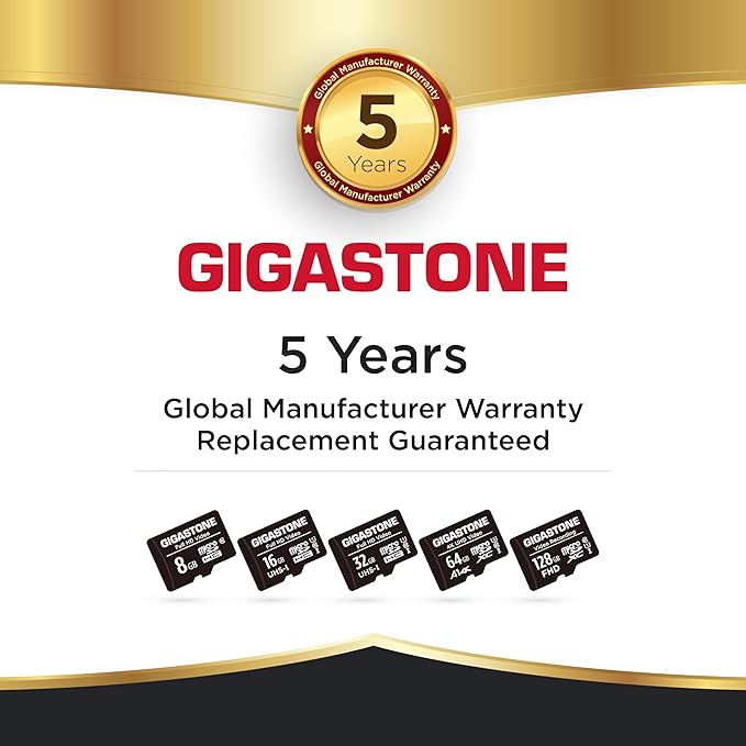 GIGASTONE 16GB 5-Pack Micro SD Card, FHD Video, Surveillance Security Cam Action Camera Drone, 85MB/s Micro SDHC UHS-I U1 Class 10, with Adapters