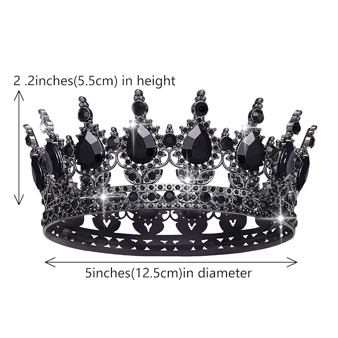 Queen Crown Rhinestone Wedding Crowns and Tiaras for Women Costume Party Hair Accessories Princess Birthday Crown Crystal Bridal Crown (Black & Crown)