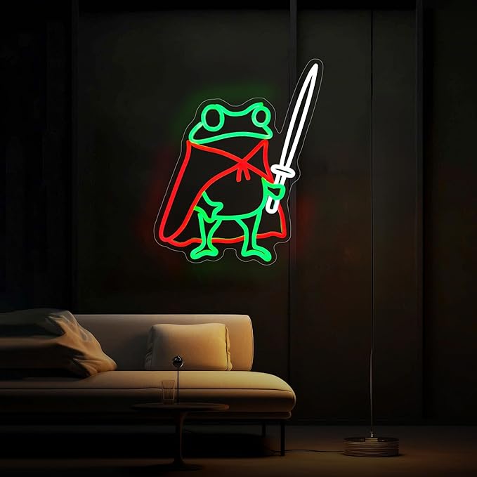 Frog Neon Sign Cute Neon Signs for Wall Decor Green Red Neon LED Sign for Man Cave Room Home Party Birthday Bar Signs - USB Powered