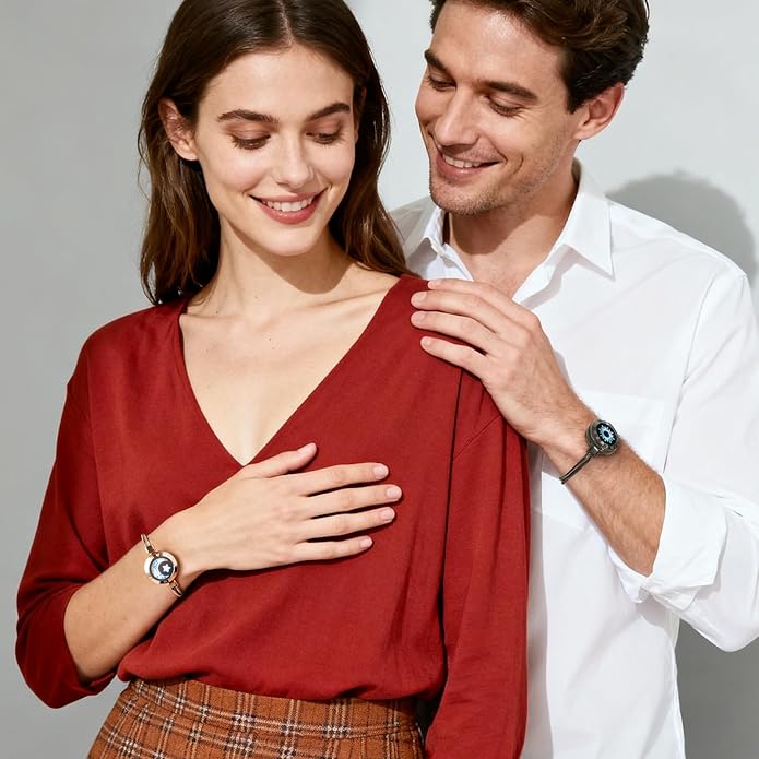 TOTWOO Long Distance Touch Bracelets for Couples, Smart Light & Vibration Love Jewelry, Long Distance Valentines Day Gifts for Him Her Women Men, One-to-One Bluetooth Pairing via App