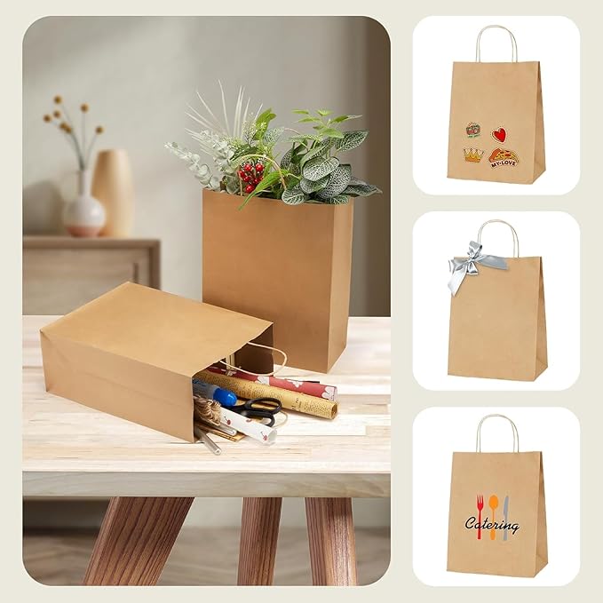 MESHA Gift Paper Bags 9000 PACK 10X5X13 Brown Large Shopping Kraft Bags Bulk with Handles Reusable for Business,Grocery,Birthday,Wedding,Kids Party,Favors