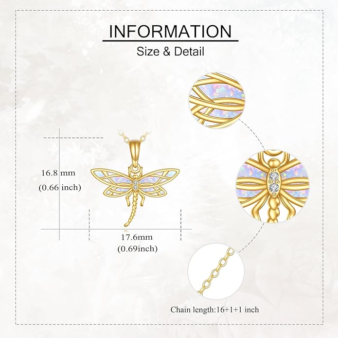 GEHN Hummingbird Necklace 14K Solid Gold Opal Hummingbird Pendant Necklace Hummingbird Jewelry Bird Gifts for Women Lover