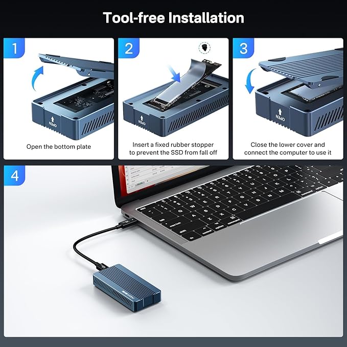 ACASIS 40Gbps M.2 NVMe SSD Enclosure, with Cooling Fan, TBU 405 Pro for M1 M2 Pro/Max, Compatible with Thunderbolt 4/3/USB3.2/3.1/3.0/2.0, M.2 Enclosure Support SSD 2280/2260/2242/2230 B+M M-Key