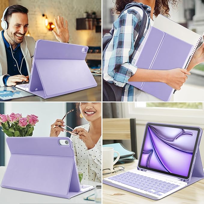 TaIYanG Compatible for iPad Air 11 inch Case with Keyboard for iPad Air 5 2022/iPad Air 4th Gen Keyboard Case with Pencil Holder - Flip Stand Cover for iPad Air 11" M3/M2/iPad 5th 2022/ 4th 2020