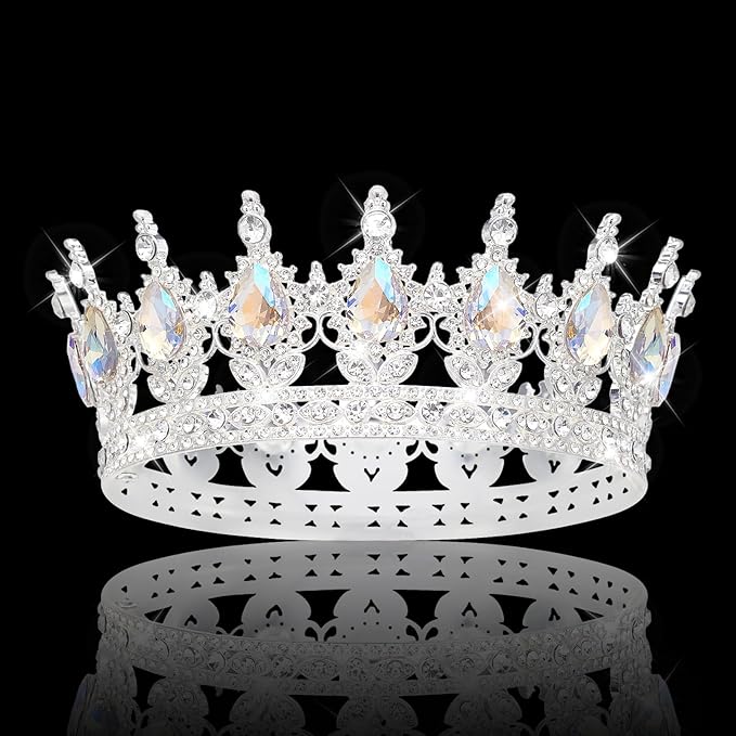 Queen Crown Rhinestone Wedding Crowns and Tiaras for Women Costume Party Hair Accessories Princess Birthday Crown Crystal Bridal Crown (Silver & Moonlight Crown)