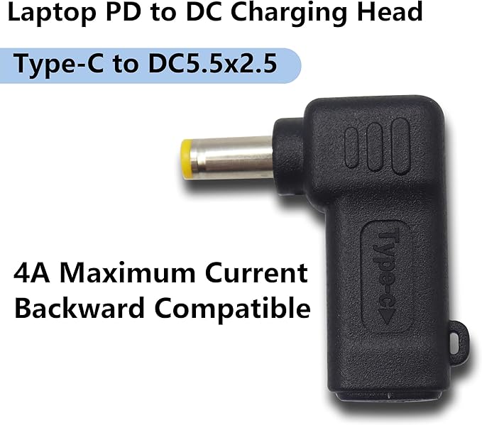 90W PD USB C to DC5525 Power Converter Type to DC 5525 Laptop Charging Adapter 19V 4A Type C Female to DC 5.5 x 2.5mm Male Power Adapter for Studio and Travel [PD-5525]