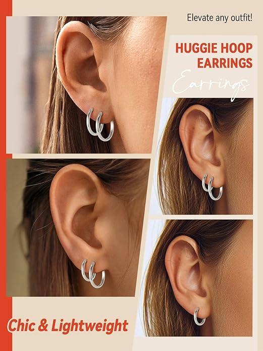 FaithHeart Sterling Silver Hoop Earrings for Women, Hypoallergenic Huggie Hoop Earrings Lightweight Small Cartilage Earrings Hoop Earring Dainty Everyday Earrings 6/8/10/12/14/15/16/18/20mm