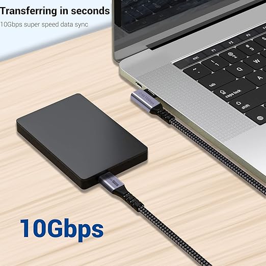 USB C to USB C Cable 3.1 Gen 2 [3.3ft 2 Packs], 100W USBC Cables PD Fast Charging Cable, SuperSpeed 10 Gbps 90 Degree 4K Monitor Video Output Data Cable Compatible for iPhone 15Pro/15ProMax