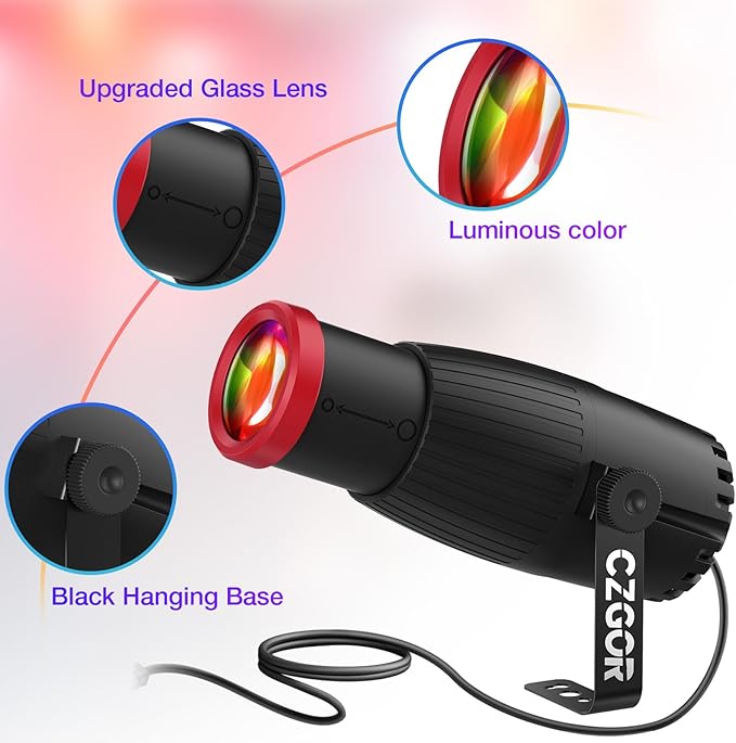 Pinspot Light 2 Pack, Czgor 18W RGBW Mirror Disco Ball Spotlight with Remote Control, Manual Focus 4 in 1 LED Mirror Ball Light 16 Colors, Super Bright Stage Lighting for DJ Party Club Bar Wedding