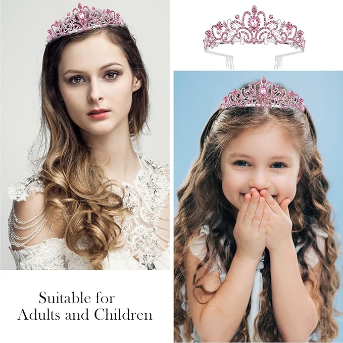 VELSCRUN Birthday Princess Crowns Tiaras, Girls Birthday Sash, Happy Birthday Decorations/Accessories for Women