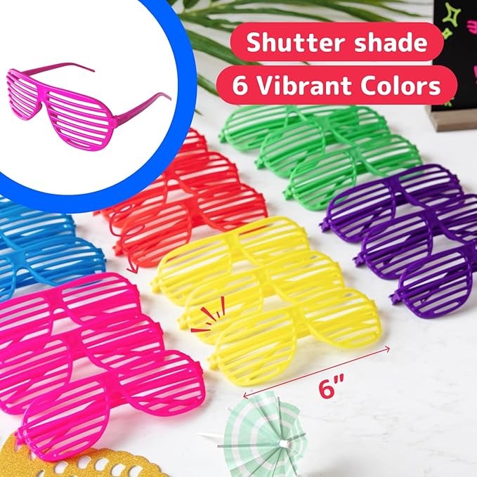 PREXTEX Mega Pack 50 Pairs of Kids Plastic Shutter Shades Glasses Shades Sunglasses Eyewear Party Favors and Party Props Assorted Colors Last Day of School Gifts for Kids