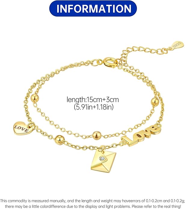 Women's 925 Sterling Silver Bracelet, Non Tarnish 18K Gold Plated Bracelets for Women, Dainty Chain Simple Jewelry Cute Handmade Minimalist for Gift