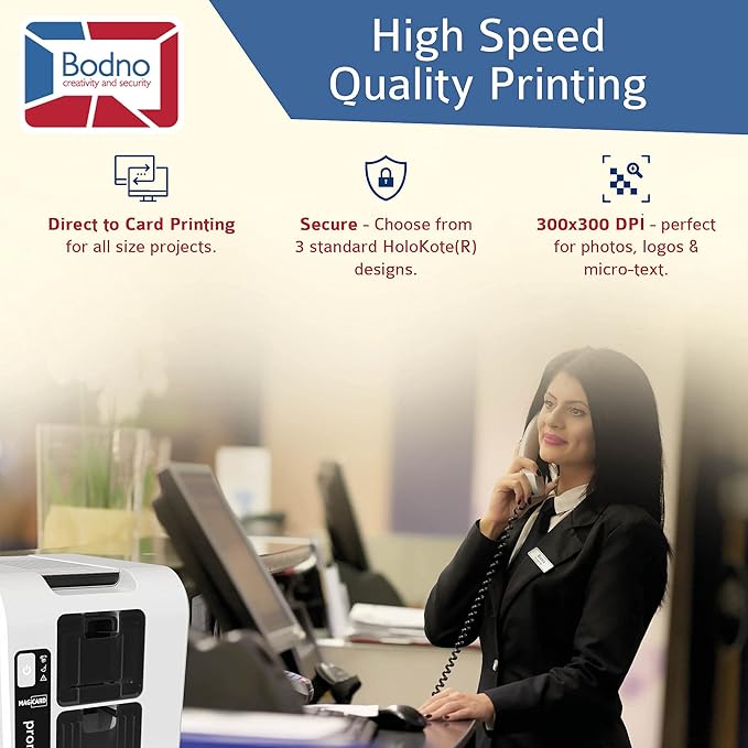 Bodno Magicard Pronto 100 ID Card Printer & Complete Supplies Package ID Software - Bronze Edition