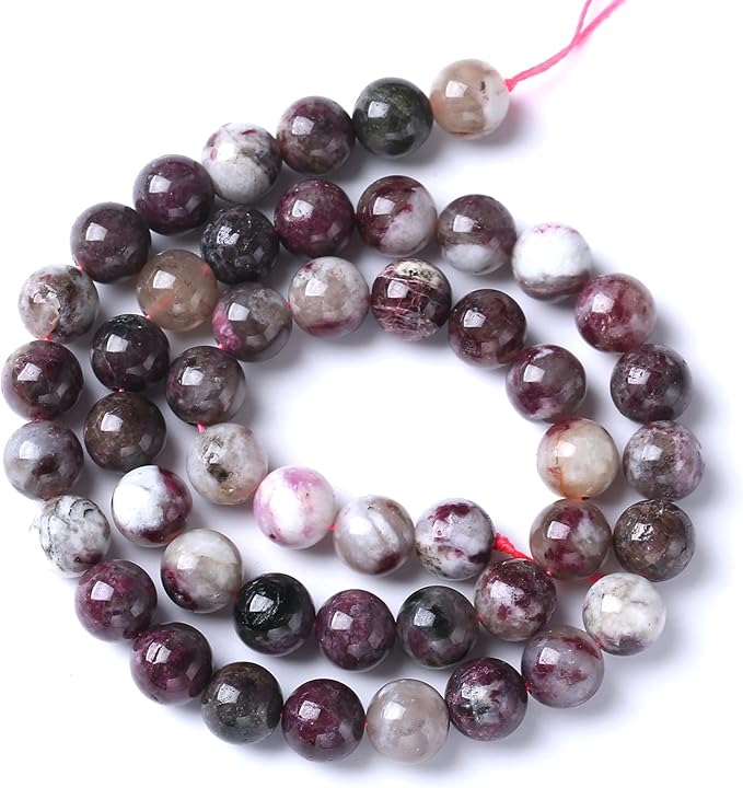10MM 36PCS Natural Stone Colorful Tourmaline Gemstone Loose Beads for Jewelry Making DIY Bracelet Necklace 1 Strand
