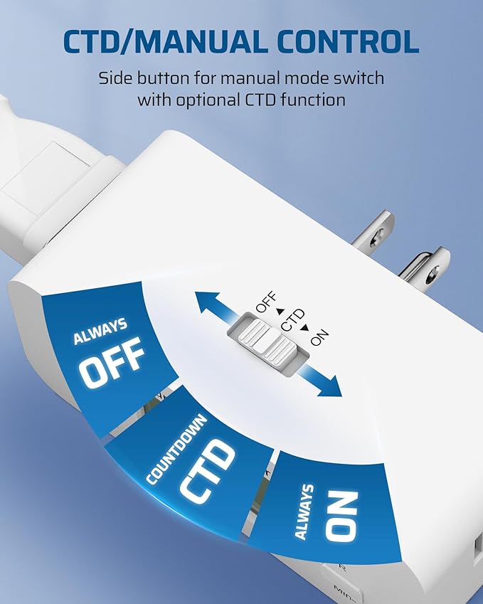 DEWENWILS 2 Pack Indoor Countdown Timer Outlet, Timers for Electrical Outlets Indoor, Large Screen and Repeat Function, Up to 36 Hours, Auto Shut Off for Fan, Lights, Charger, 125V 60Hz