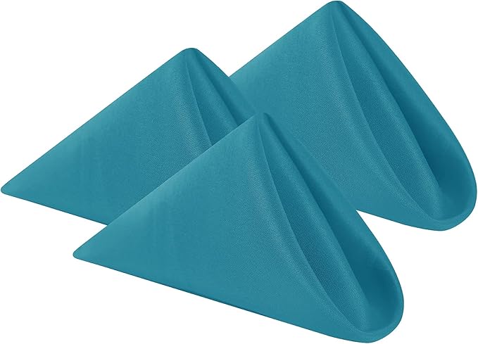 Cloth Napkins 17x17 inch Washable Polyester Dinner Napkins Soft Table Napkins for Wedding Party Dining Banquet(Caribbean Blue,100PCS)
