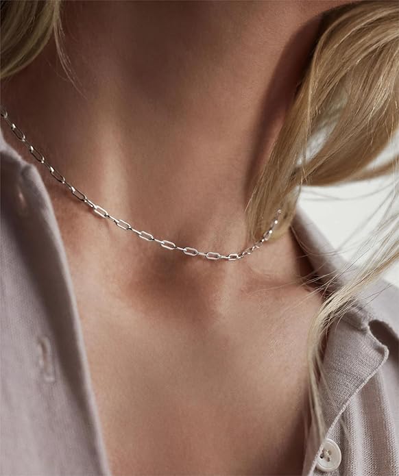 3Pcs Layered Necklace for Women Stackable Necklaces Silver Rosegold Gold Plated Chain Dainty Set Gifts Circle Pendant Paperclip Chain Choker Necklaces Trendy Personalized Jewelry Set Gifts for Women