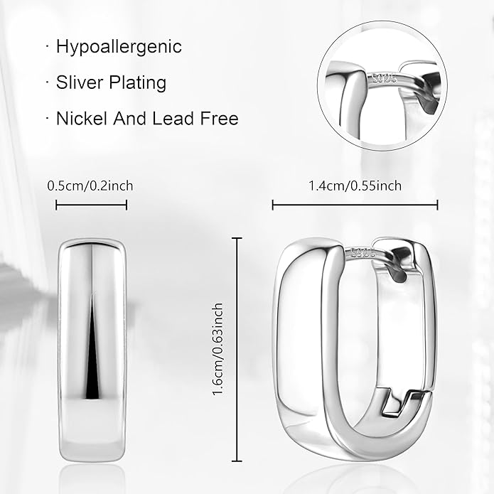 925 Sterling Silver Earrings Small Chunky Silver Earrings for Women Trendy Small Hoop Earrings Silver Hypoallergenic Earrings Small Thick Huggie Hoops Earrings for Jewelry Gifts