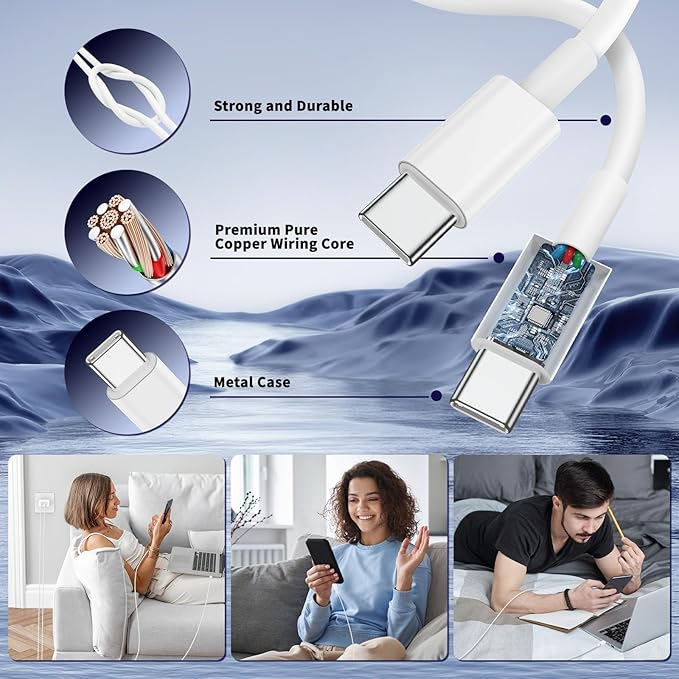 iPhone 16 15 Pro Max Charger Fast Charging,45W Dual Port USB C Fast Charger Block [2-Pack] & Extra Long 60W 3/6/10/10FT USB C Cable - PD Quick Adapter 3.0 for iPhone 16 15/16 15Pro/16 15 Plus.