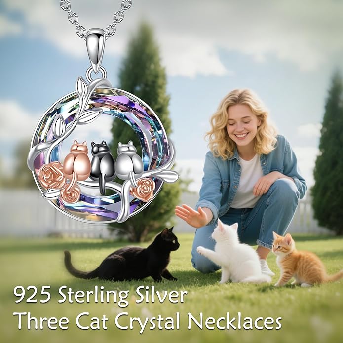 YFN 925 Sterling Silver Hummingbird/Cardinal/Cat Necklace for Women Animal Pendant with Adjustable 18"+2" Chain Jewelry Gift for Christmas, Valentine's Day, Mother's Day, Birthday-Gift Box Included
