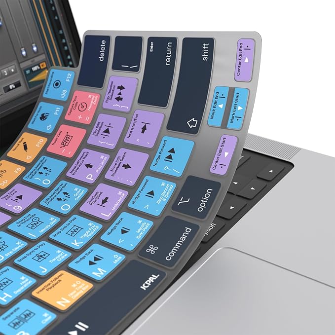JCPal Avid Pro Tools Shortcut Guide Keyboard Cover for Apple MacBook Pro 14 inch and MacBook Pro 16 inch (M1-M4 Models) and MacBook Air 13 inch and MacBook Air 15 inch (M2-M4 Models) (US-Layout)