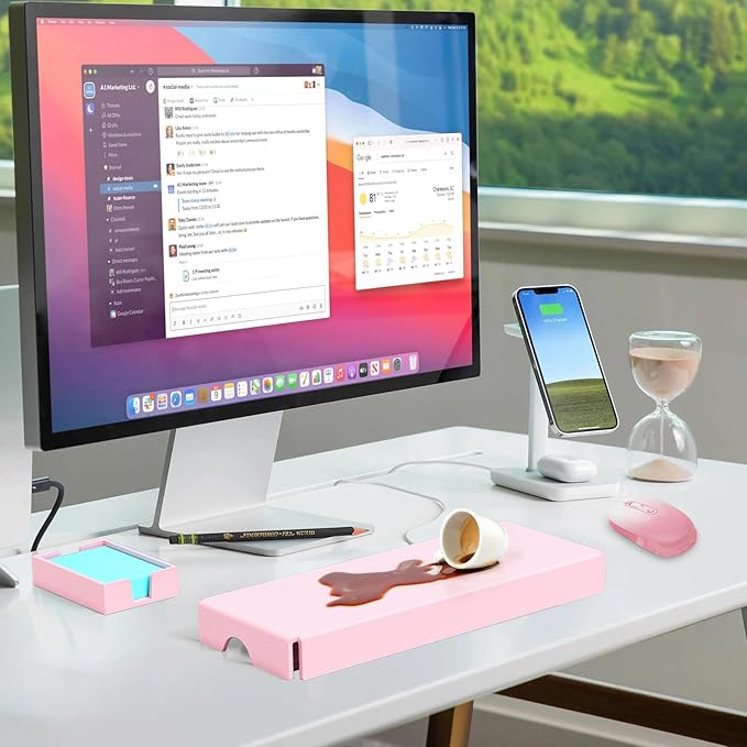 WINFFOR Acrylic Keyboard Cover Protector - Mechanical Keyboard Dust Cover Computer Keyboard Cover Keyboard Protector Fits 17'' Keyboard (Lightpink)