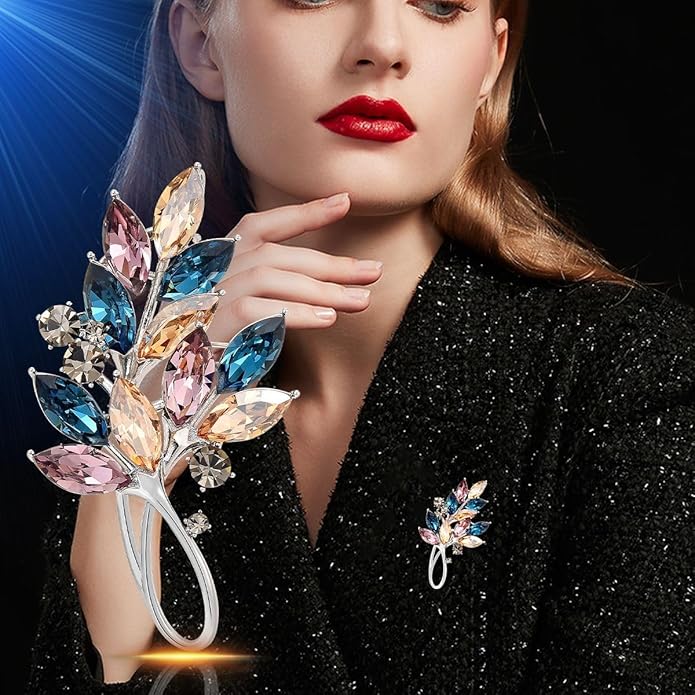 Leaf Brooches Rhinestone Freshwater Pearls Ginkgo Leaves Brooch Pin 18k Gold Plated Leaves Lapel Pins Jewelry Valentine's Day Birthday Gifts for Women Girls