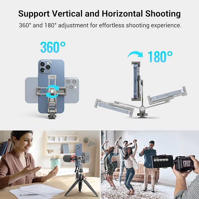 SmallRig Multifunctional Universal Cell Phone Mount Adapter, Phone Tripod Mount with Cold Shoe, Phone Holder for iPhone 16 15 14 13 12 11, Fits for Tripod Monopod Phone Cage Camera cage-3559