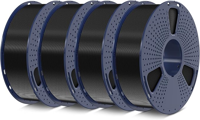 SUNLU PETG Filament 1.75mm 4KG Bundle, Less Stringing and Good Layer Adhesion, Individually Vacuum Packed, 3D Printer Filament 4kg, 1kg per Spool, Pack of 4, 4 Colors, 4 petg Black